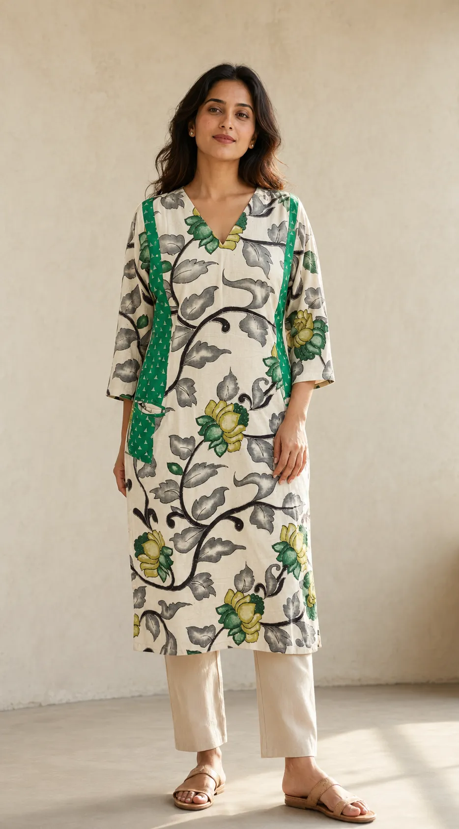 The Lotus Vine Kalamkari Kurta — handloom Women's Kurta ready-to-wear by Naholi