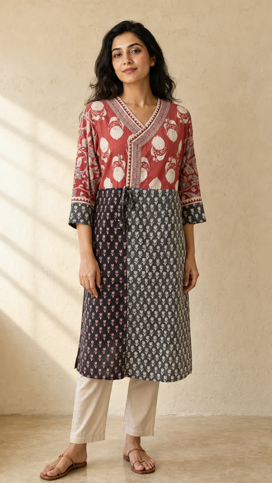 Naholi women's kurta — hand block-printed angrakha